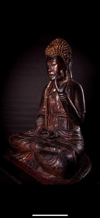 Bouddha méditant du XVIIIe siècle - Bois - Vietnam -