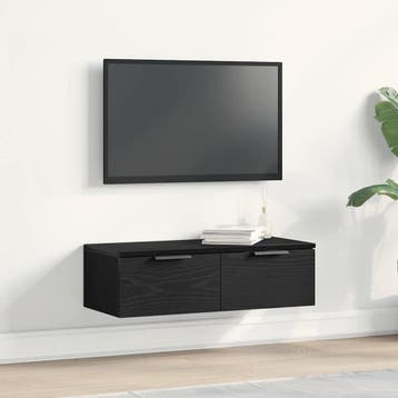 vidaXL Wandkast met lade Zwart Eiken 68 x 30 x 20 cm Bewerkt, Verzenden, Nieuw