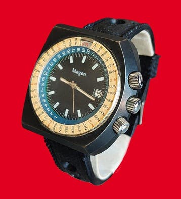 Blazon World Time - Space Age - Montre vintage Automatic -, Bijoux, Sacs & Beauté
