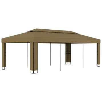 vidaXL Prieel met dubbel dak 180 g/m² 3x6 m taupe, Verzenden