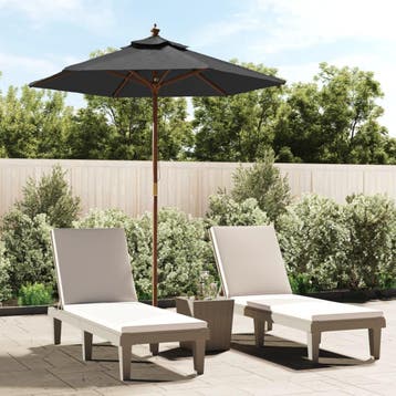 vidaXL Parasol met houten paal 196x231 cm antracietkleurig, Verzenden