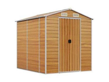 Veiling - VidaXL metalen tuinschuur houtlook 215x191x198cm, Nieuw