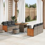 vidaXL Tuinbank Set 9 pcs Grijs Poly Riet en Poedergecoat, Verzenden