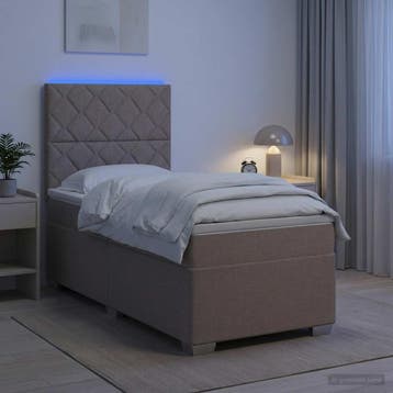 vidaXL Boxspringbed met matras met hoofdeinde Taupe 90 x 200, Verzenden
