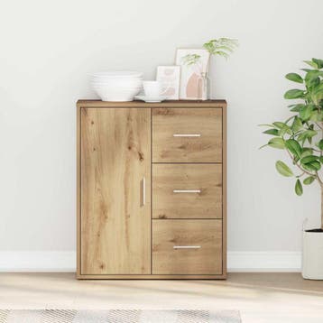 vidaXL Dressoir Artisan Eiken 60 x 31 x 70 cm Bewerkt hout, Maison & Meubles, Verzenden