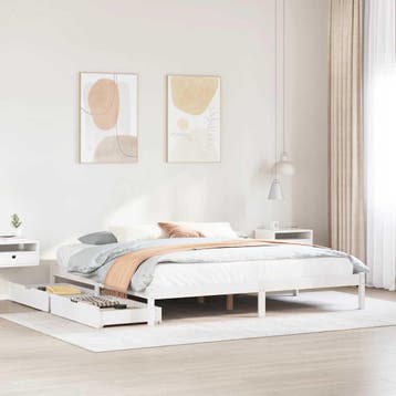 vidaXL Bedframe zonder matras massief grenenhout wit 180x200, Verzenden