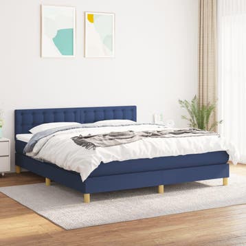 vidaXL Boxspring met matras stof blauw 160x200 cm, Verzenden, Nieuw