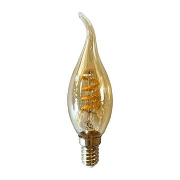 LED Filament E14 Kaars Tip 2W Dimbaar Amber 2400K, Verzenden, Nieuw, Overige fittingen