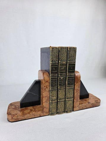 Boekensteunen (2) - Breccia Pernice , Nero Marquinia -, Antiek en Kunst