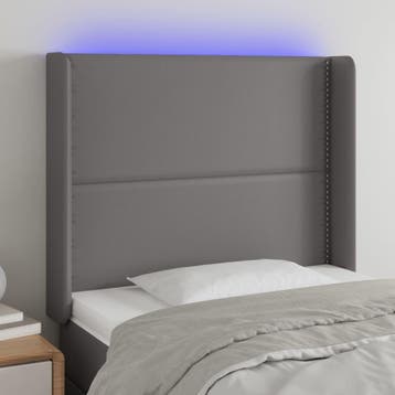 vidaXL Hoofdbord LED 103x16x118/128 cm kunstleer grijs, Verzenden, Nieuw
