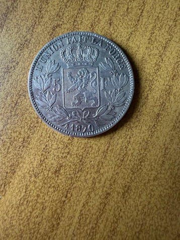 België. Leopold II. 5 Francs 1870 (Zonder minimumprijs)