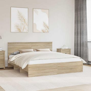 vidaXL Bedframe met hoofdeinde Sonoma Eik 180 x 200 cm, Verzenden, Nieuw