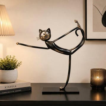 Decoratief ornament - Vintage Yoga Cat Sculpture Decorative