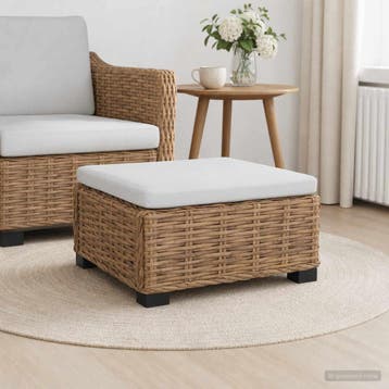 vidaXL Voetensteun met Kussen GENDT Natuurlijk Riet Naturel, Tuin en Terras, Verzenden, Nieuw