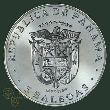 Panama. 5 Balboa 1970 Central American Games KWALITEIT