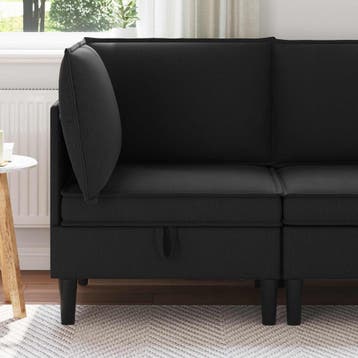 vidaXL Hoek Sofa met Opbergruimte Zwart Fluweel, Verzenden, Nieuw