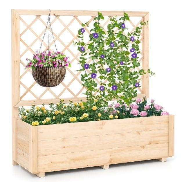 2dekans | Coast Verhoogde Plantenbak met Klimrek – Houten, Tuin en Terras, Bloempotten, Ophalen of Verzenden
