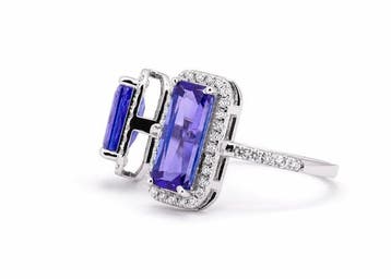 Sans prix de réserve - Bague - 14 carats Or blanc Tanzanite