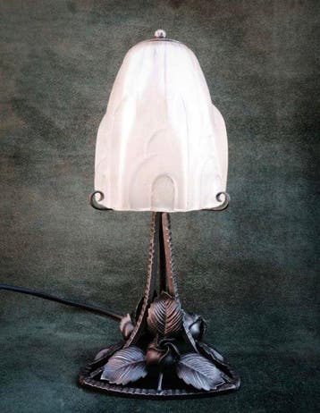 Lampe de table de chevet - Verre, Fer - Attribué à Degué