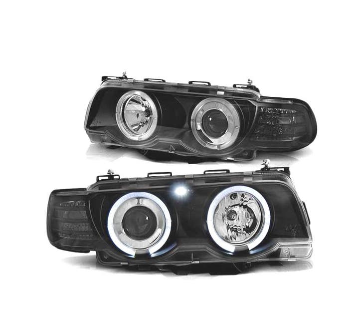 Phares Pour Bmw E38 98-01 Angel Eyes Noir, Autos : Pièces & Accessoires, Éclairage, Envoi