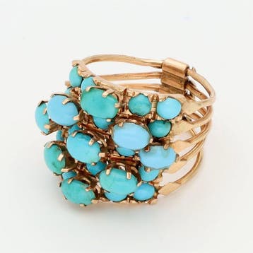 Bague - 14 carats Or rose - turquoise, Bijoux, Sacs & Beauté