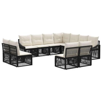 vidaXL Tuinbank Set 11 pcs Zwart poly rattan, Jardin & Terrasse, Verzenden