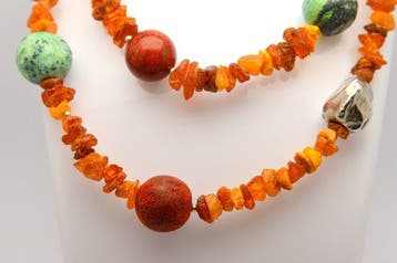 925 zilver natuurlijk oranje Baltisch amber, rode koraal,, Verzamelen