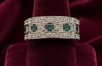 Smaragdgeometrie - Elegante 925-zilveren statement ring -, Nieuw