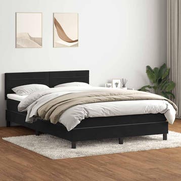 vidaXL Boxspring met matras fluweel zwart 160x210 cm, Verzenden, Nieuw