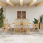 vidaXL Tuin Eettafel Set 7 pcs Beige Massief Acacia Hout, Verzenden