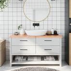 vidaXL Wastafelblad 140x50x(2-4) cm behandeld massief hout, Huis en Inrichting, Keuken | Keukenelementen, Verzenden, Nieuw