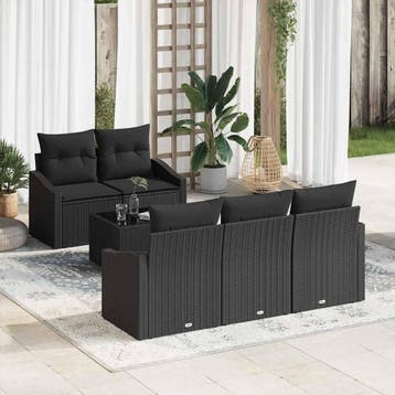 vidaXL Bankstel 6 st Zwart poly rattan, Verzenden, Nieuw