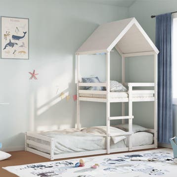 vidaXL Kinderbed met huisje massief grenenhout wit 90x200 cm, Huis en Inrichting, Slaapkamer | Bedden, Verzenden, Nieuw