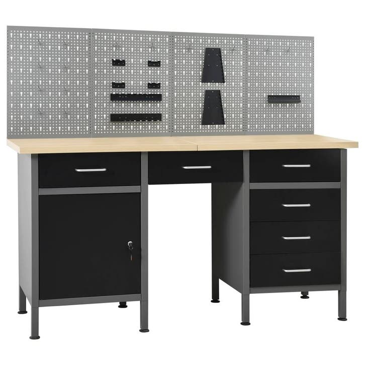vidaXL Werkbank met vier wandpanelen, Bricolage & Construction, Établis, Envoi