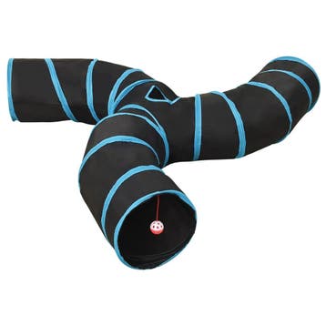 vidaXL Kattentunnel 3-voudig 25 cm polyester zwart en blauw, Verzenden