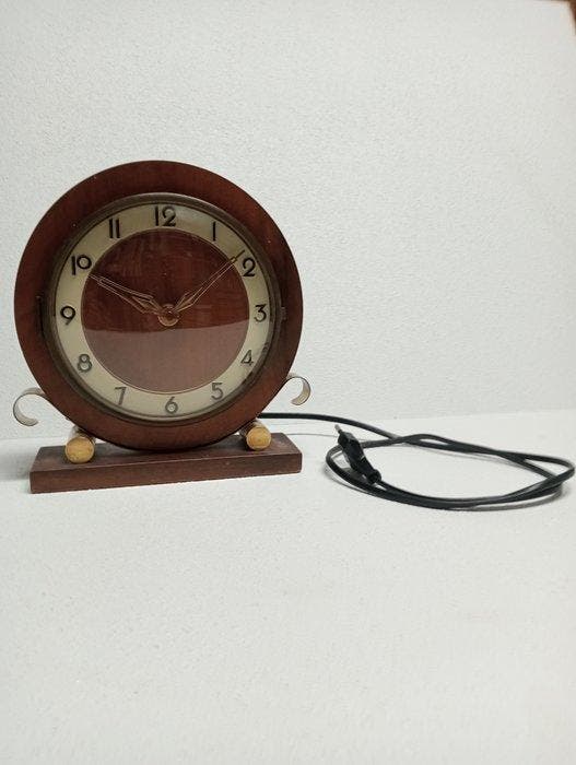 Tafelklok - Jacob Palmtag - Art Deco hout messing glas -, Antiek en Kunst, Antiek | Klokken