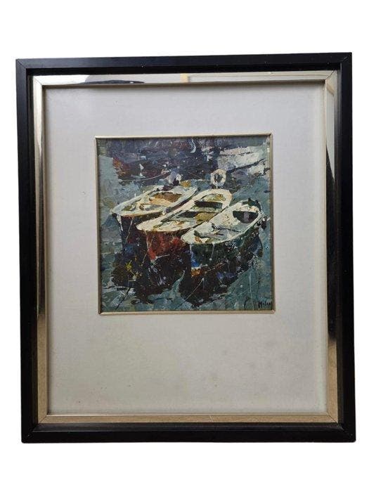 Impressionist school (XX) - Escena Portuaria, Antiquités & Art, Art | Peinture | Classique