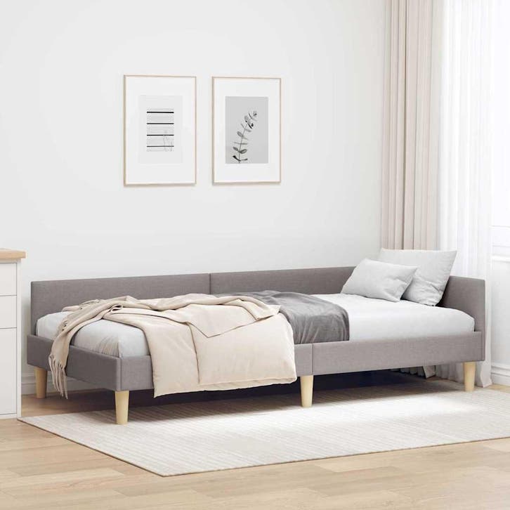 Hoek Bed Taupe 90x190cm | Retour Deal | 34% Korting (bedden), Huis en Inrichting, Slaapkamer | Bedden, Overige maten, 200 cm, Overige kleuren