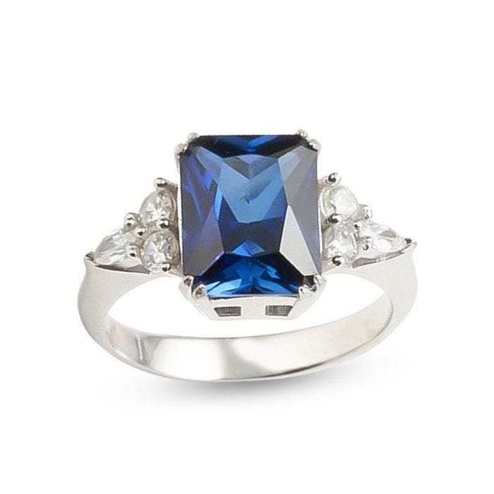 Zonder minimumprijs - Ring Zilver Saffier, Handtassen en Accessoires, Ringen