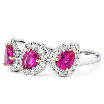 Statement ring - 14 karaat Witgoud - 2.66ct. tw. Robijn -