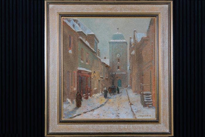 Jaap Dooijenwaard (1876–1969) - Straatje in Bergen - NO, Antiek en Kunst, Kunst | Schilderijen | Klassiek
