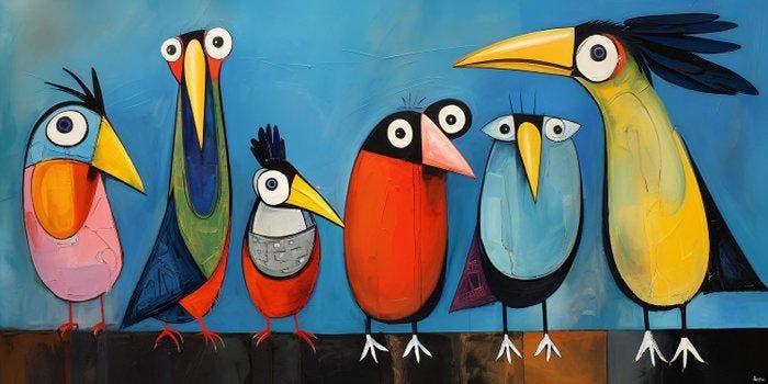 Felix van Horst - Fanciful Flock (XXL), Antiek en Kunst, Kunst | Schilderijen | Modern