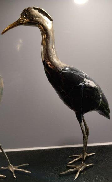 Sculpture, 2 reigers - 40 cm - Bronze, Céramique