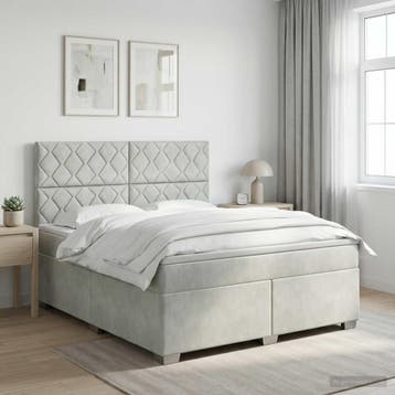 vidaXL Boxspringbed met matras Lichtgrijs 180 x 200 cm, Verzenden