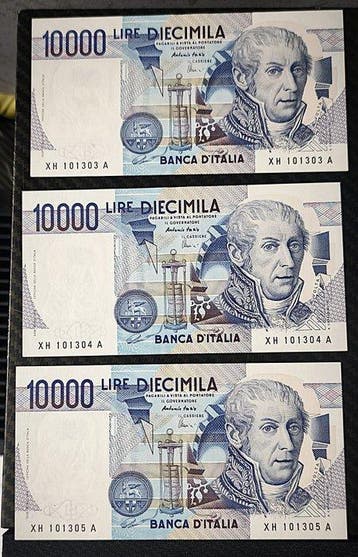 Italië. - 13 x 10.000 Lire - including 5 replacements -