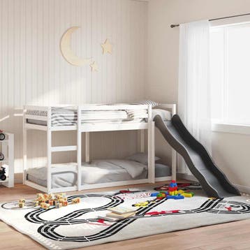 vidaXL Stapelbed met glijbaan en ladder grenenhout wit, Verzenden