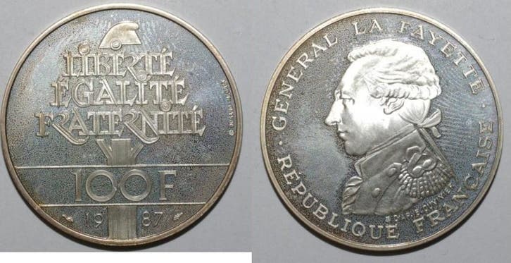 France Frankreich Km 962a 100 Francs 1987 Typ Lafayette, Postzegels en Munten, Munten | Europa | Niet-Euromunten, België, Verzenden