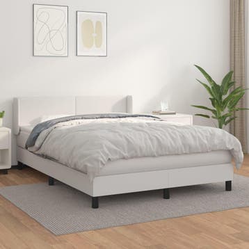 vidaXL Boxspring met matras kunstleer wit 140x200 cm, Verzenden, Nieuw