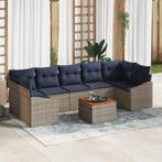 vidaXL Tuinbank Set met opslag 8 pcs Grijs en Marineblauw, Verzenden, Nieuw