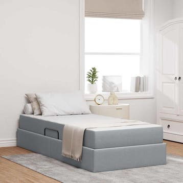 vidaXL Opbergbed met matras Lichtgrijs 100 x 200 cm, Verzenden